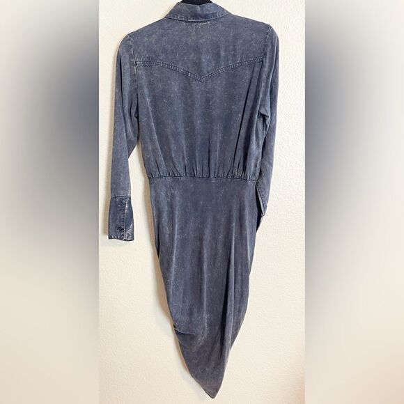 Young Fabulous & Broke Blue Tencel Shirt Dress Long Sleeve Size XS. NWT - Picture 3 of 4